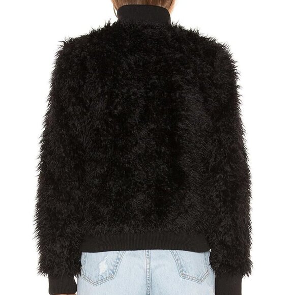 Chaser Faux Lamby Black Vegan Fur Bomber Jacket L NWT - Picture 16 of 16